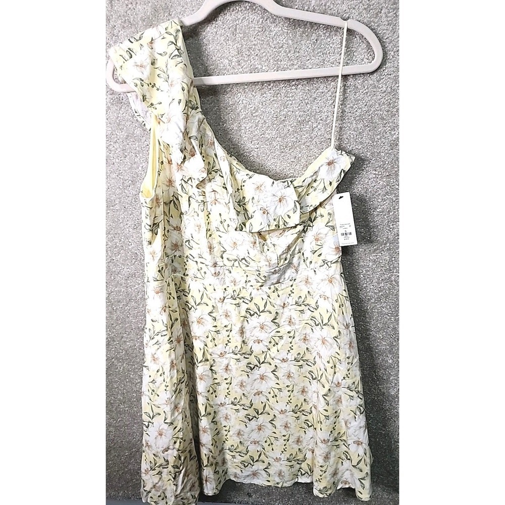 Mi Ami Product Type Women XL Yellow Floral One Shoulder Ruffle Mini Dress